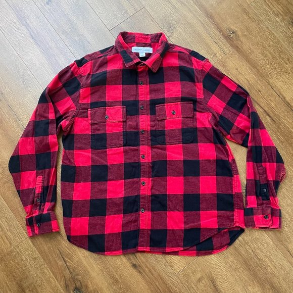 Old Navy Other - Old Navy Shirt Mens XL Red Buffalo Check Flannel Regular Fit Built In Flex